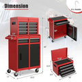 2 in 1 Rolling Tool Chest, 5-Drawer Tool Storage Cabinet with Wheels, Adjustable Shelf, Tool Box Organizer for Garage Warehouse Workshop